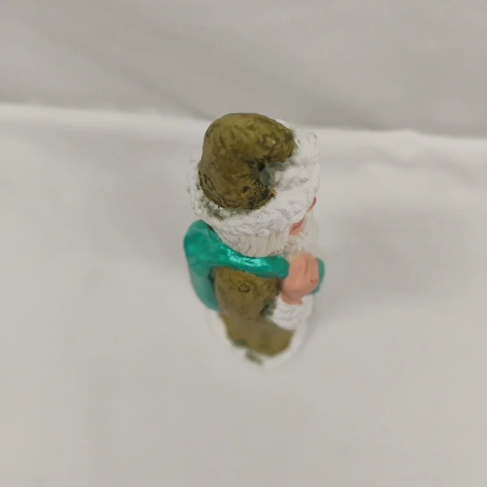 Vintage Folk Art GREEN Rustic Santa 7
